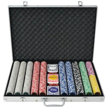 Vidaxl Set za Poker s 1000 Laserskih Žetona Aluminijum