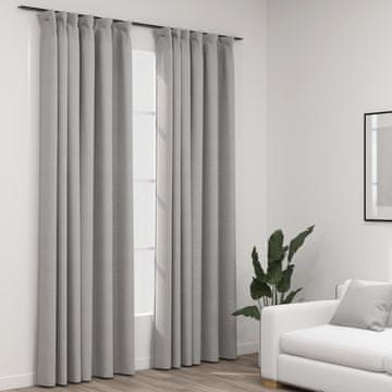 Vidaxl Zavjese s izgledom lana, 2 kom, sive, 140x245 cm