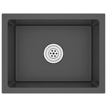 Vidaxl Ručno rađeni kuhinjski sudoper crni od nehrđajućeg čelika