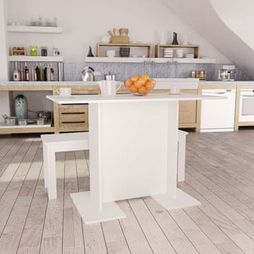 Vidaxl Blagovaonski stol, bijeli, 110x60x75 cm, materijal na bazi drva
