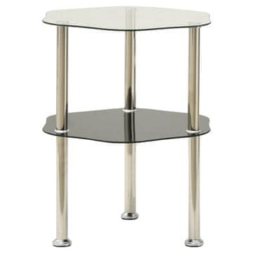 Vidaxl Klub stolić s 2 razine, 38x38x50 cm, prozirno i crno staklo