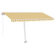 Vidaxl Samostojeća tenda na ručno uvlačenje 400 x 300 cm žuto-bijela