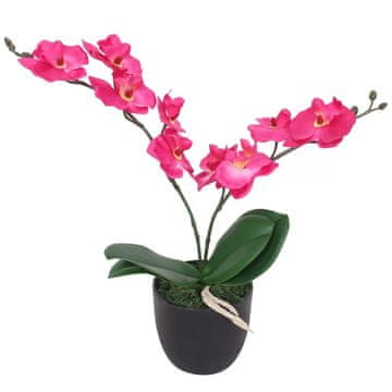 Vidaxl Umjetna orhideja s posudom, 30 cm, crvena