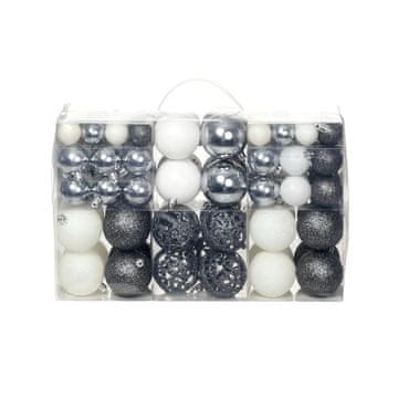 Vidaxl Set kuglica, 100 dijelova, 3/4/6 cm, bijela/siva
