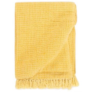 Vidaxl Pamučni pokrivač 125 x 150 cm boja senfa