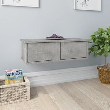 Vidaxl Zidna polica s ladicama boje betona i sive 60x26x18,5 cm