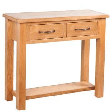 Vidaxl Konzolni stolić s 2 ladice 83x30x73 cm Masivno hrastovo drvo