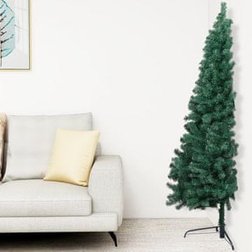 Vidaxl Umjetno božićno drvce s postoljem, pola, zeleno, 150 cm, PVC