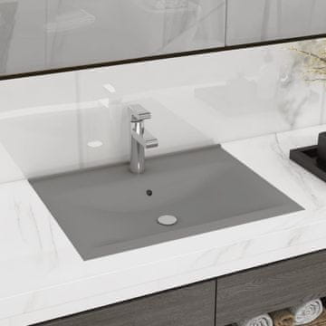 Vidaxl Umivaonik s otvorom za slavinu mat svijetlo sivi 60 x 46 cm