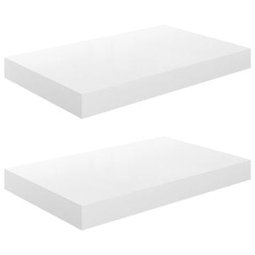 Vidaxl Plutajuće zidne police 2 kom sjajne bijele 40 x 23 x 3,8 cm MDF