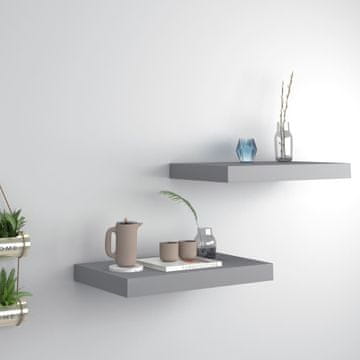 Vidaxl Zidne police, 2 kom, sive, 40 x 23 x 3,8 cm, MDF