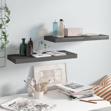 Vidaxl Zidne police, 2 kom, visoki sjaj, sive, 60 x 23,5 x 3,8 cm, MDF
