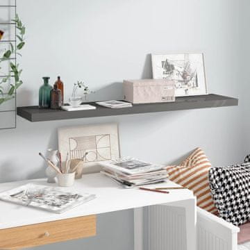 Vidaxl Zidna polica visoki sjaj siva 120x23,5x3,8 cm MDF
