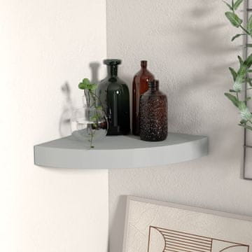 Vidaxl Kutna zidna polica siva 25x25x3,8 cm MDF