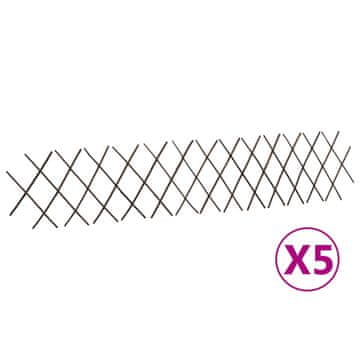 Vidaxl Ograda od vrbe, 5 kom, 180 x 30 cm