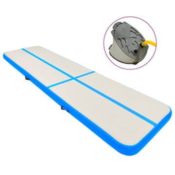 Vidaxl Gimnastička strunjača s pumpom, 800x100x20 cm, PVC, plava