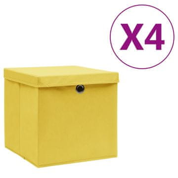 Vidaxl Kutije s poklopcima, 4 kom, 28x28x28 cm, žute
