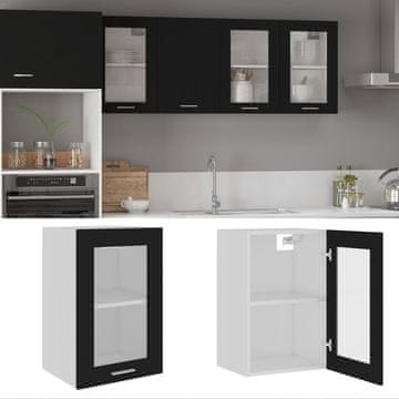 Vidaxl Zidni ormarić sa staklenim vratima crni 40x31x60 cm iverica