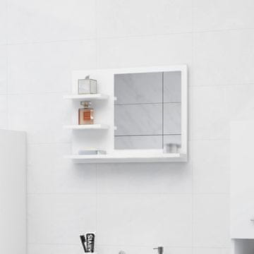 Vidaxl Ogledalo za kupaonicu, bijelo 60x10,5x45 cm, materijal na bazi drva