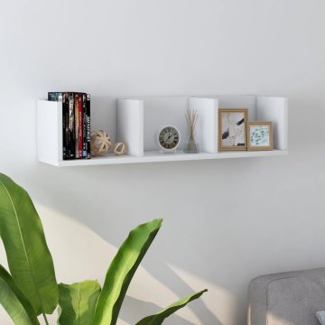 Vidaxl Polica za CD-ove Bijela 75x18x18 cm Materijal na bazi drveta