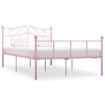Vidaxl Okvir za krevet roze metal 140 x 200 cm