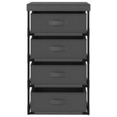 Vidaxl Stalak za pohranu s 4 košare od tkanine čelični sivi