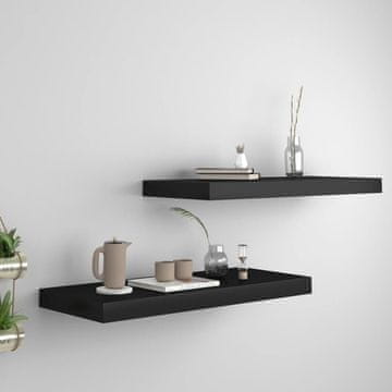 Vidaxl Zidne police, 2 kom, crne, 60 x 23,5 x 3,8 cm, MDF