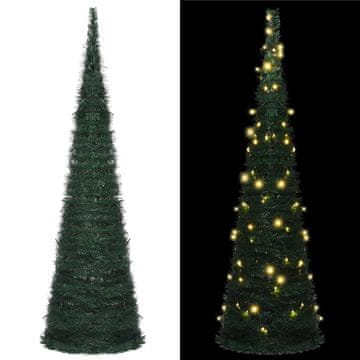 Vidaxl Umjetno božićno drvce s vijencem i lampicama, zeleno, 150 cm