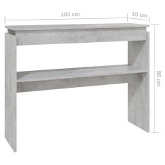 Vidaxl Konzolni stol boja betona 102 x 30 x 80 cm konstruirano drvo