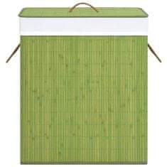 Vidaxl Košara za rublje od bambusa s 2 odjeljka zelena 100 L