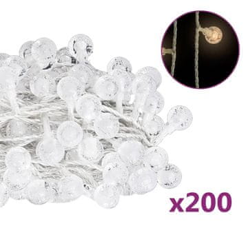 Vidaxl Vilinski rasvjetni lanac 20 m 200 LED topli bijeli 8 funkcija