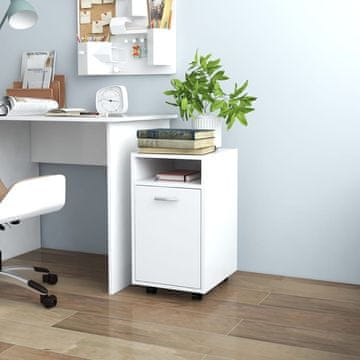 Vidaxl Bočni ormarić na kotačićima Bijeli 33x38x60 cm Materijal na bazi drveta