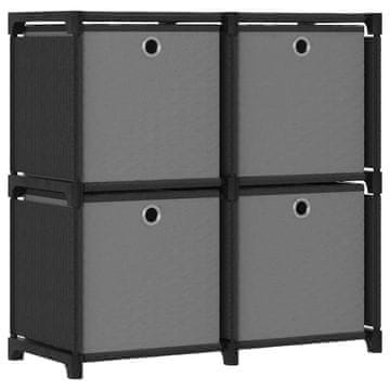 Vidaxl Police za izlaganje s 4 kutije crne 69x30x72,5 cm od tkanine