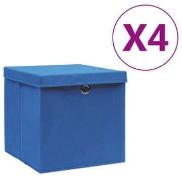 Vidaxl Kutije s poklopcima, 4 kom, 28x28x28 cm, plave