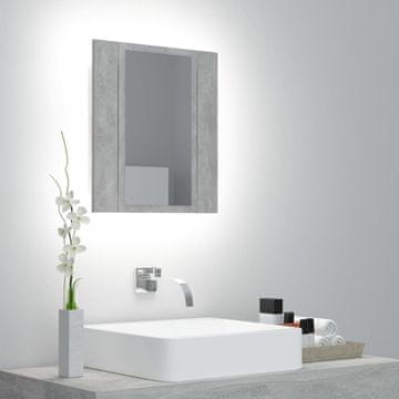 Vidaxl Kupaonski ormarić s ogledalom i LED svjetlom, betonsko sivi, 40x12x45 cm