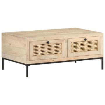 Vidaxl Klub stolić 90x50x37 cm drvo manga i prirodna trska