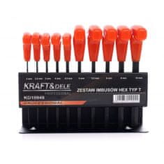 Kraft&Dele 10 Djelomični set imbus ključeva T na postolju 2-10 mm