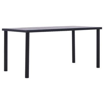 Vidaxl Blagovaonski stol crno-betonsko-sivi 160x80x75 cm MDF
