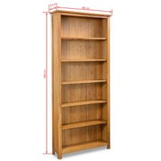 Vidaxl Biblioteka od masivne hrastovine sa 6 polica 80 x 22,5 x 180 cm