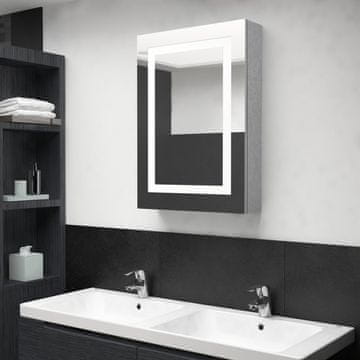 Vidaxl Kupaonski ormarić s ogledalom i LED svjetlom, betonsko siva, 50x13x70 cm