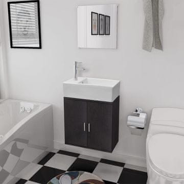 Vidaxl Kupaonski set od 3 komada s umivaonikom, crni