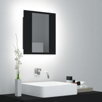 Vidaxl Kupaonski ormarić s ogledalom i LED svjetlom, crni, 40x12x45 cm