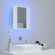 Vidaxl Kupaonski ormarić s ogledalom i LED svjetlom bijeli 40x12x45 cm akril