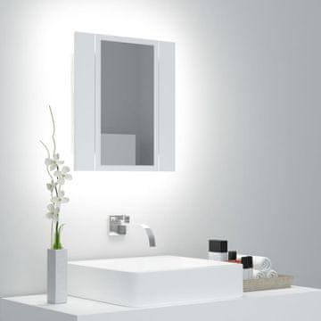 Vidaxl Kupaonski ormarić s ogledalom i LED svjetlom bijeli 40x12x45 cm akril