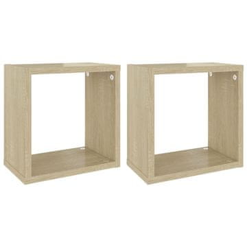 Vidaxl Kockaste zidne police 2 kom boja hrasta sonome 26 x 15 x 26 cm