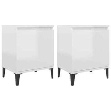 Vidaxl Noćni ormarići s metalnim nogama sjajni bijeli 40 x 30 x 50 cm