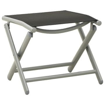 Vidaxl Sklopivi tabure crni i srebrni tekstil i aluminij