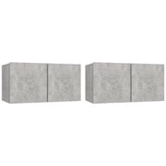Vidaxl Zidni TV ormarići 2 kom., betonsko sivi, 60x30x30 cm