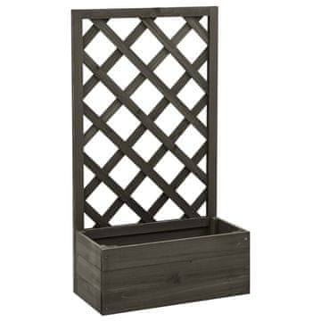 Vidaxl Vrtna žardinjera s rešetkom, siva, 50x25x90 cm, drvo jele