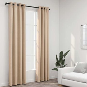 Vidaxl Zavjese s izgledom lana, 2 kom, bež, 140x225 cm